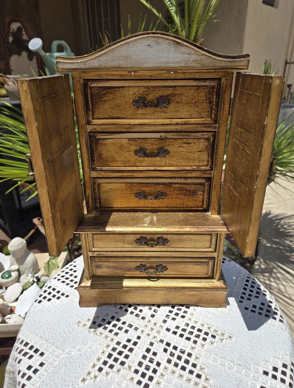 Vintage Florentine Style Jewelry Armoire